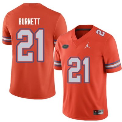 Men's Florida Gators #21 McArthur Burnett NCAA Jordan Brand Orange Authentic Stitched College Football Jersey QMY8262SI